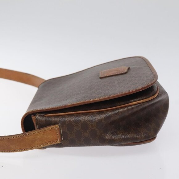 CELINE Macadam Canvas Shoulder Bag PVC Leather Brown Gold Auth BA1581 - Picture 4 of 16